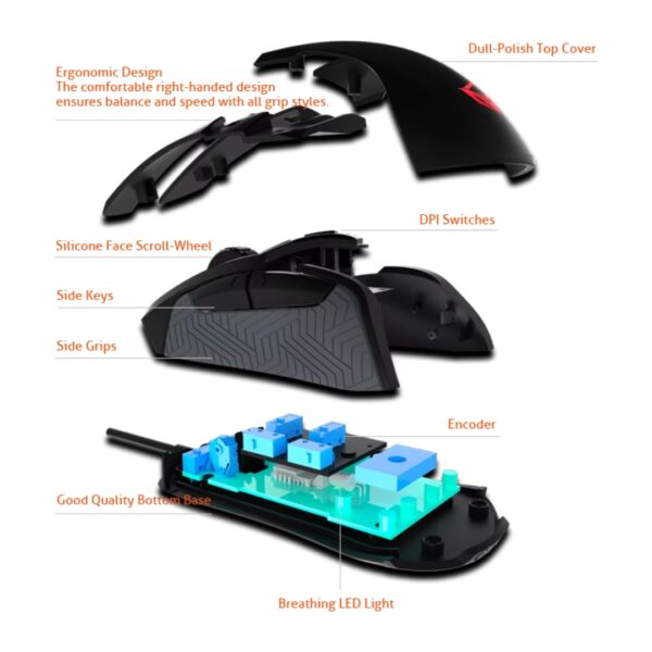Meetion GM3360 RGB Programmable Gaming Mouse – Poseidon Series