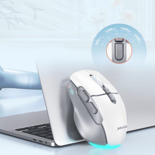 MEETION BTM001 Dual Mode Ergonomic Rechargeable Mouse – 2.4 GHz & Bluetooth